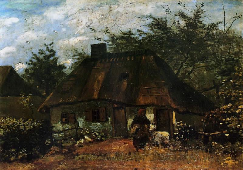 Vincent van Gogh Cottage and Woman with Goat